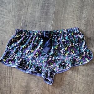 Victoria's Secret Blue Floral Satin Sleep Shorts